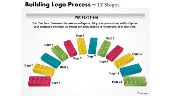 Business Diagram Semi Building Blocks 12 Stages Sales Diagram