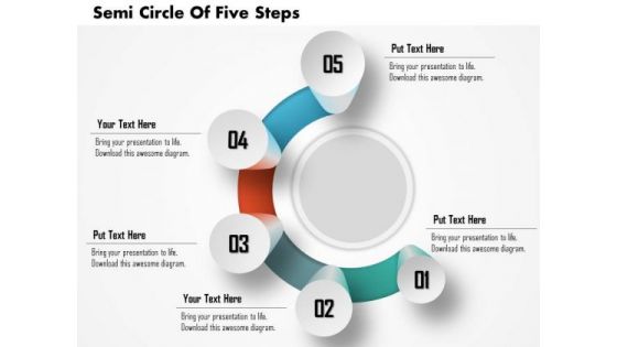 Business Diagram Semi Circle Of Five Steps Presentation Template