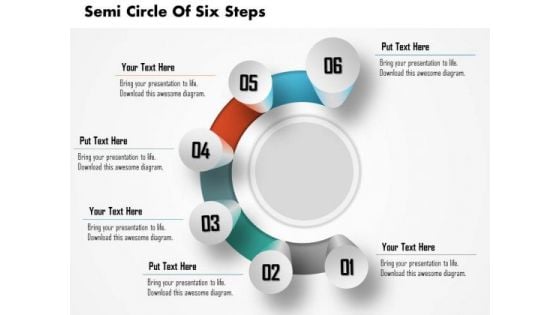 Business Diagram Semi Circle Of Six Steps Process Presentation Template