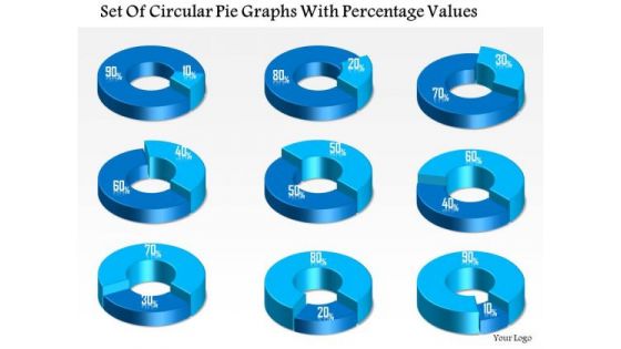 Business Diagram Set Of Circular Pie Graphs With Percentage Values Presentation Template