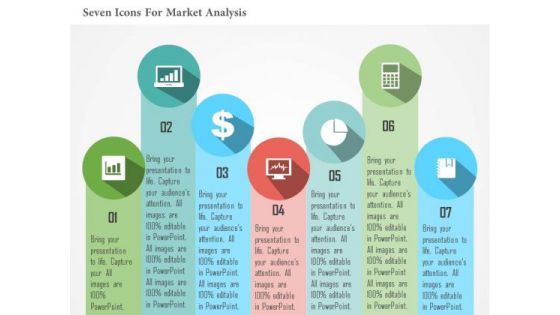 Business Diagram Seven Icons For Market Analysis Presentation Template