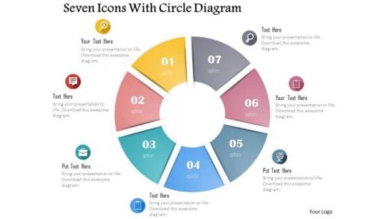 Business Diagram Seven Icons With Circle Diagram Presentation Template