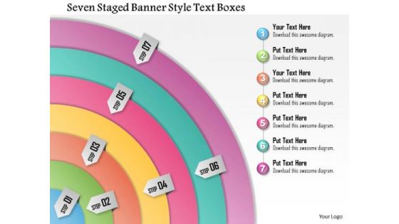Business Diagram Seven Staged Banner Style Text Boxes Presentation Template