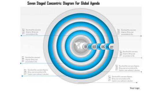 Business Diagram Seven Staged Concentric Diagram For Global Agenda Presentation Template