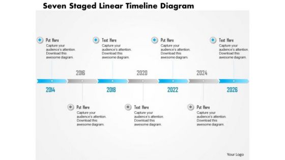 Business Diagram Seven Staged Linear Timeline Diagram Presentation Template