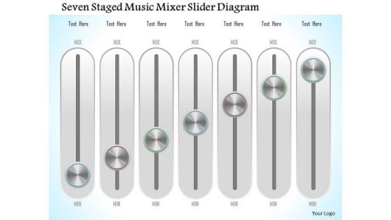 Business Diagram Seven Staged Music Mixer Slider Diagram Presentation Template