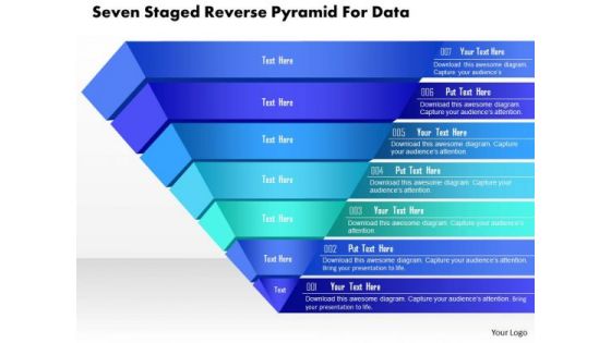 Business Diagram Seven Staged Reverse Pyramid For Data Presentation Template