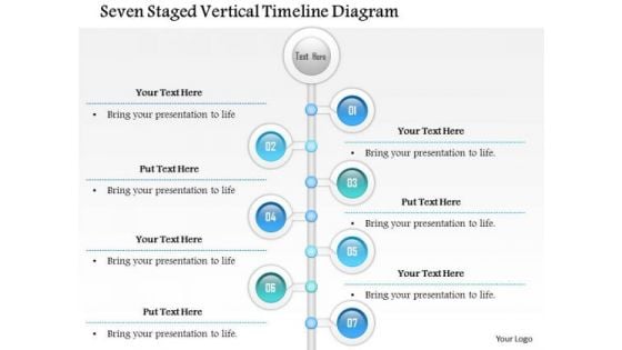 Business Diagram Seven Staged Vertical Timeline Diagram Presentation Template