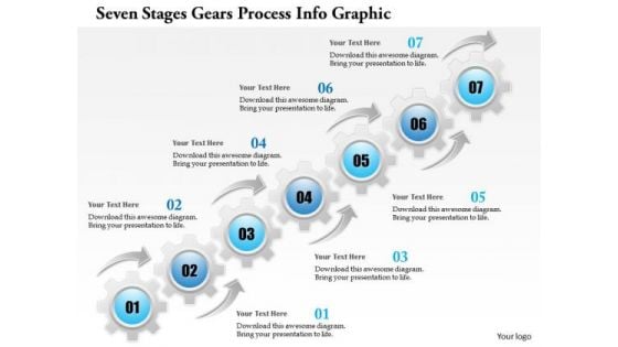 Business Diagram Seven Stages Gears Process Info Graphic Presentation Template