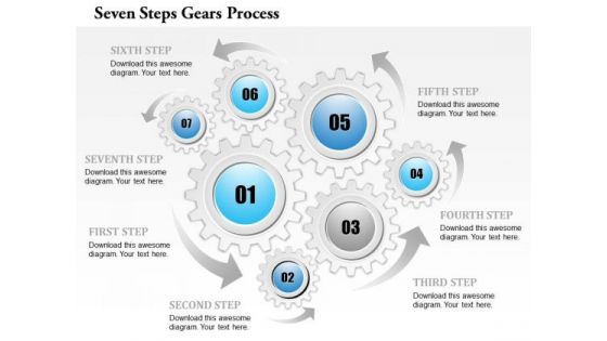 Business Diagram Seven Steps Gears Process Presentation Template