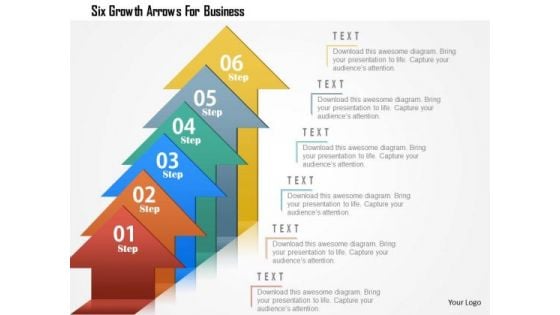 Business Diagram Six Growth Arrows For Business Presentation Template