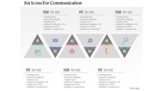 Business Diagram Six Icons For Communication Presentation Template