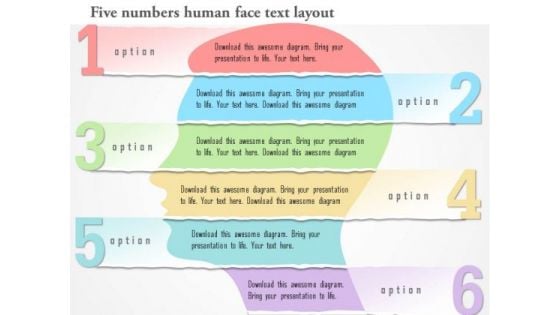 Business Diagram Six Numbers Human Face Text Layout Presentation Template