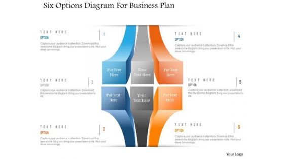 Business Diagram Six Options Diagram For Business Plan Presentation Template