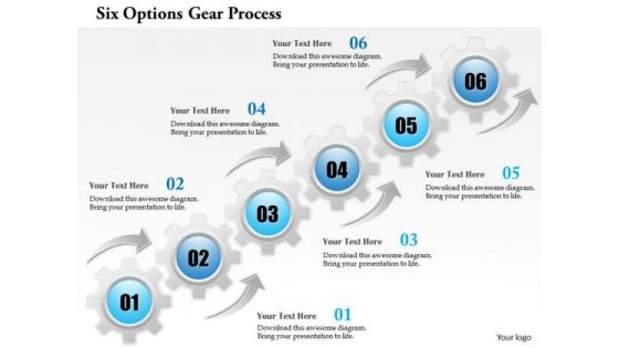 Business Diagram Six Options Gear Process Presentation Template