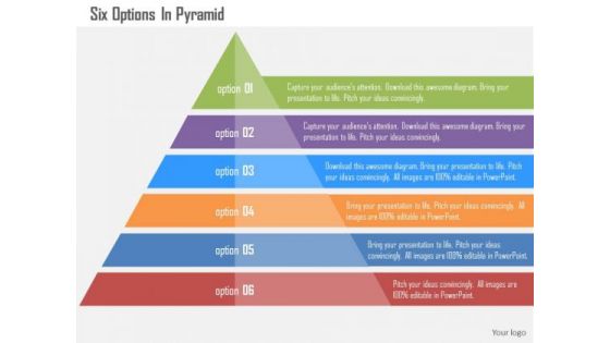 Business Diagram Six Options In Pyramid Presentation Template