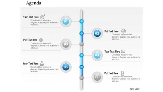 Business Diagram Six Point Timeline Agenda Diagram Presentation Template