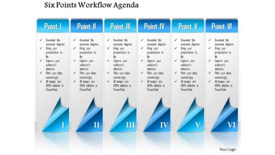 Business Diagram Six Points Workflow Agenda Presentation Template