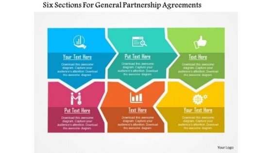 Business Diagram Six Sections For General Partnership Agreements Presentation Template