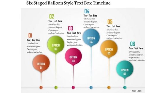 Business Diagram Six Staged Balloon Style Text Box Timeline Presentation Template