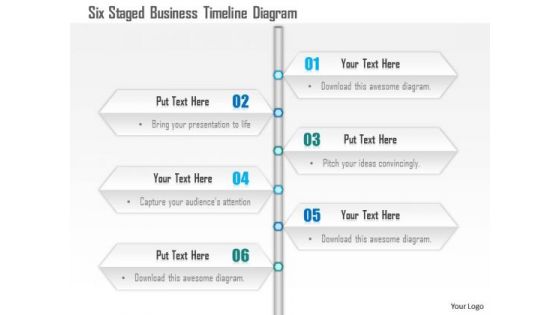 Business Diagram Six Staged Business Timeline Diagram Presentation Template