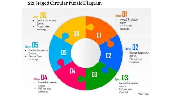 Business Diagram Six Staged Circular Puzzle Diagram Presentation Template