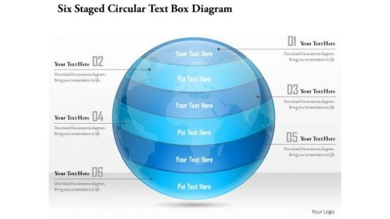 Business Diagram Six Staged Circular Text Box Diagram Presentation Template