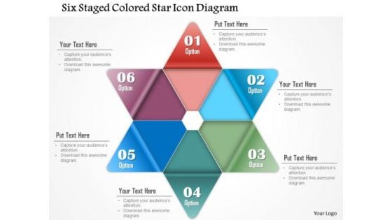 Business Diagram Six Staged Colored Star Icon Diagram PowerPoint Template