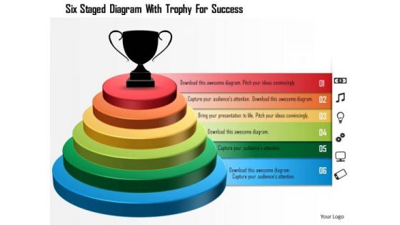 Business Diagram Six Staged Diagram With Trophy For Success Presentation Template