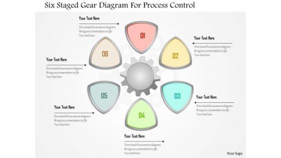 Business Diagram Six Staged Gear Diagram For Process Control Presentation Template