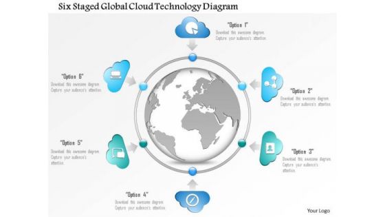 Business Diagram Six Staged Global Cloud Technology Diagram Presentation Template