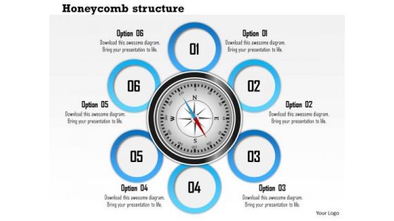 Business Diagram Six Staged Honey Comb Structure Diagram Presentation Template