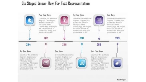 Business Diagram Six Staged Linear Flow For Text Representation Presentation Template