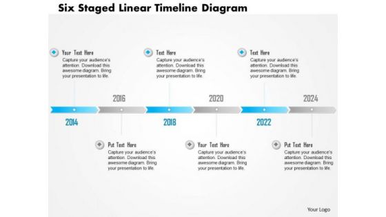 Business Diagram Six Staged Linear Timeline Diagram Presentation Template