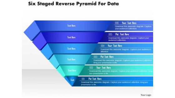 Business Diagram Six Staged Reverse Pyramid For Data Presentation Template