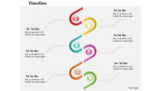 Business Diagram Six Staged Spiral Diagram For Data Flow Presentation Template