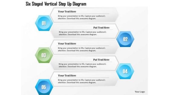 Business Diagram Six Staged Vertical Step Up Diagram Presentation Template