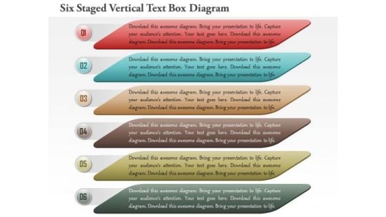 Business Diagram Six Staged Vertical Text Box Diagram Presentation Template