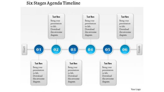 Business Diagram Six Stages Agenda Timeline Presentation Template