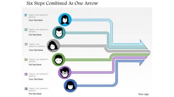 Business Diagram Six Steps Combined As One Arrow Presentation Template