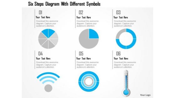 Business Diagram Six Steps Diagram With Different Symbols Presentation Template