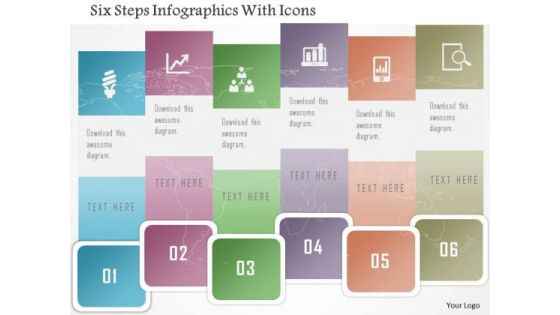 Business Diagram Six Steps Infographics With Icons Presntation Template