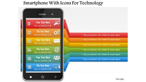 Business Diagram Smartphone With Icons For Technology Presentation Template