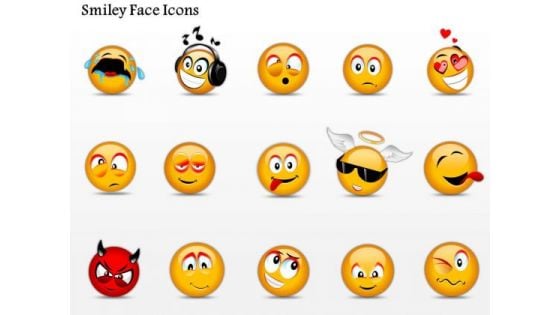 Business Diagram Smiley Face Icons Presentation Template