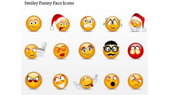 Business Diagram Smiley Funny Face Icons Presentation Template