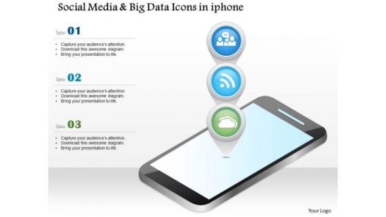 Business Diagram Social Media And Big Data Icons In Iphone Ppt Slide
