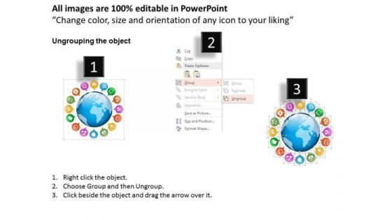 Business Diagram Social Media Icons Globe Presentation Template