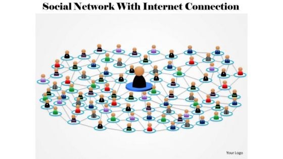 Business Diagram Social Network With Internet Connection Presentation Template