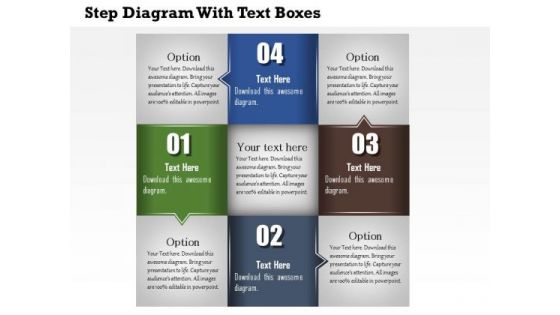 Business Diagram Step Diagram With Text Boxes Presentation Template