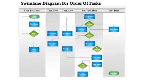 Business Diagram Swimlane Diagram For Order Of Tasks Presentation Template